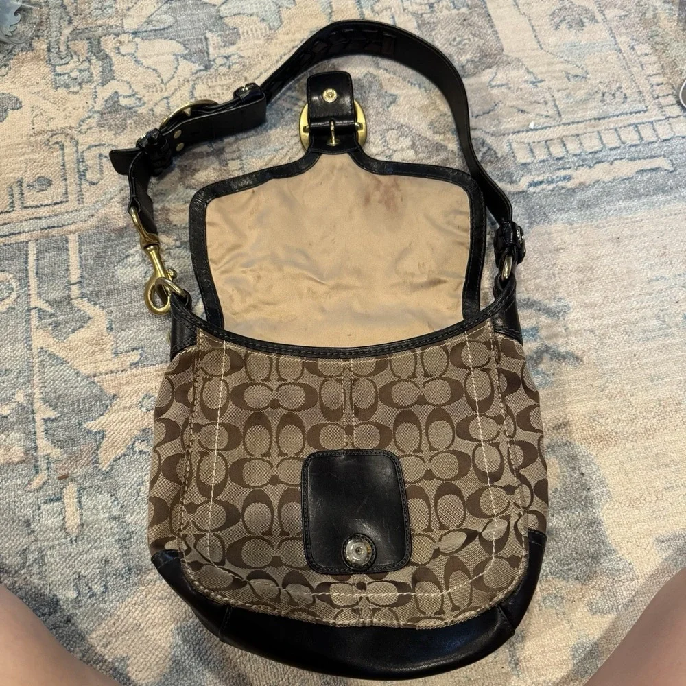 Y2K Coach Bleecker Signature Buckle Flap Shoulder Bag Messenger 2007 Vtg Coach